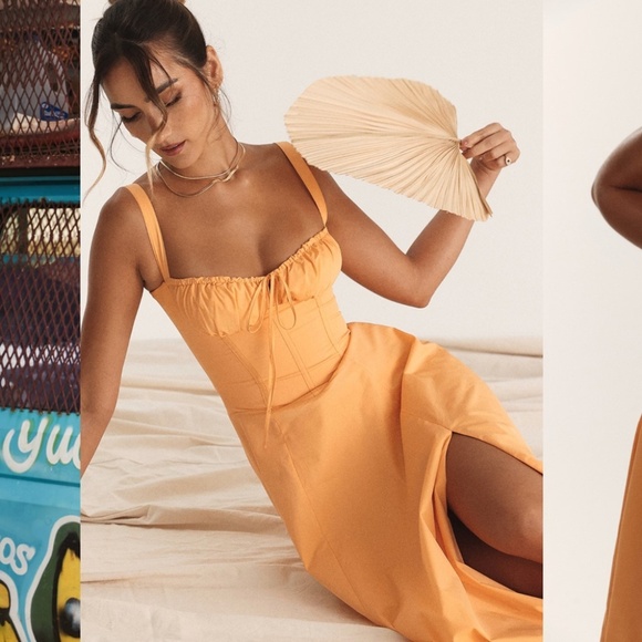 HOUSE OF CB 'Carmen' Tangerine Bustier‎ Sundress orange NWOT size XS - Picture 5 of 10